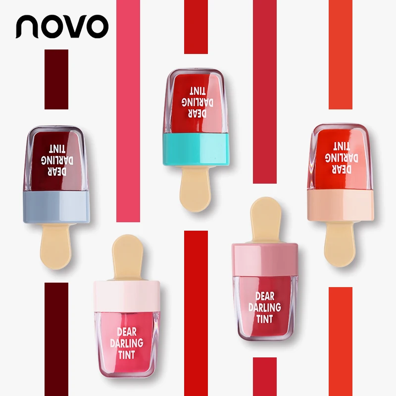 

6 Color NOVO Makeup Ice Cream Shape Tint Lip Gloss Matte Lipgloss Waterproof Nutritious Lipstick Rouge Cosmetics
