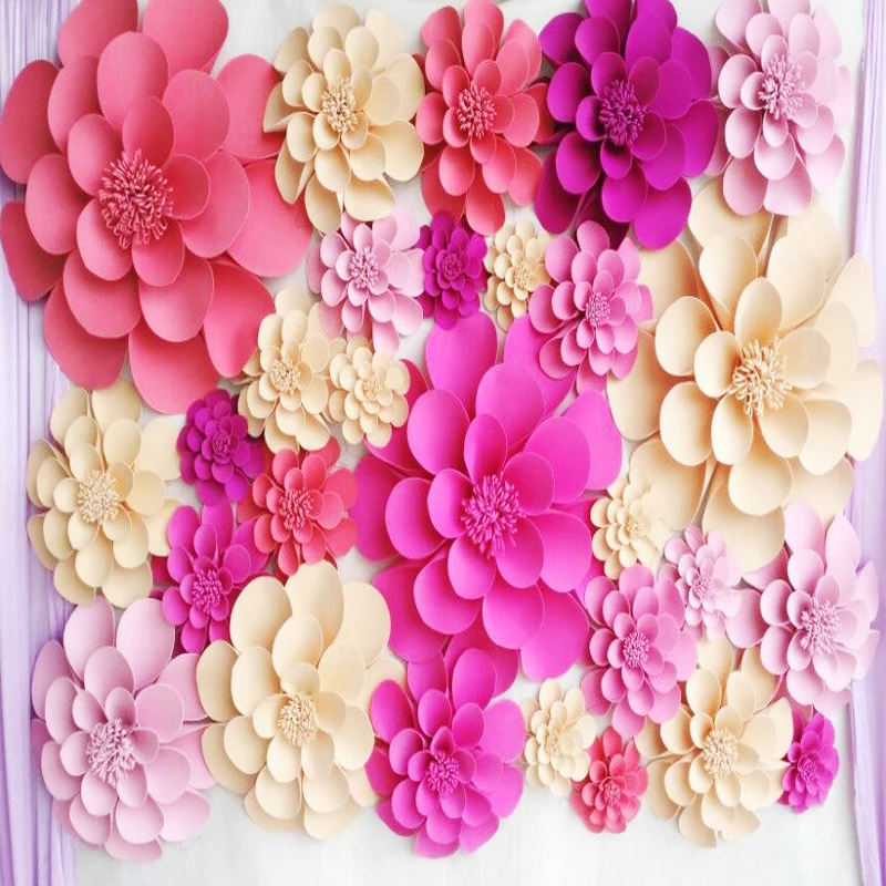 28pcs set giant foam paper flowers for wedding backdrops wall paper paper flower window display