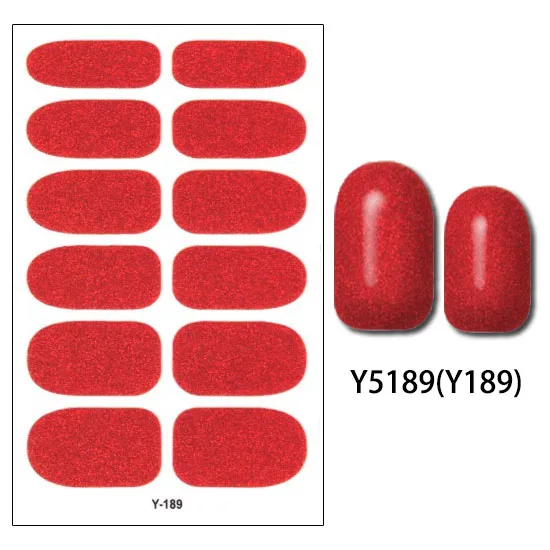 Яркие 1 шт., полное покрытие, украшение для ногтей, Простой чистый блеск, обертывание, наклейка, красочные аксессуары для дизайна ногтей, маникюра - Цвет: Y5189(Y189)