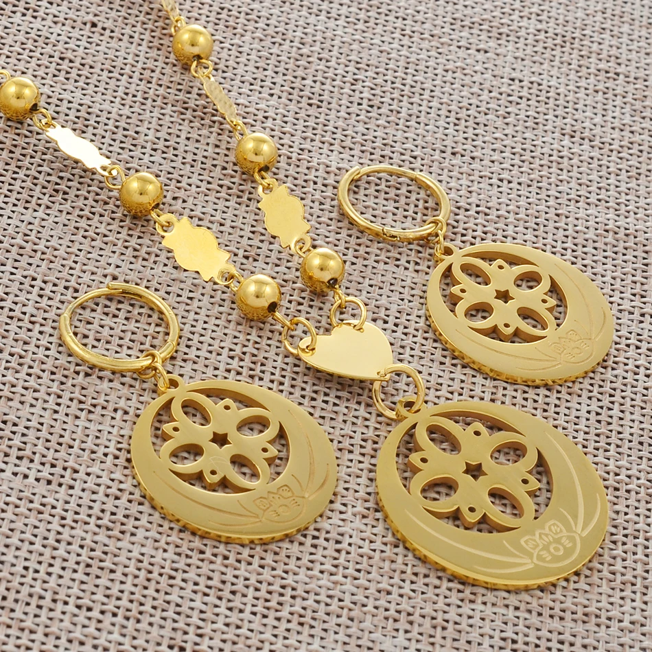

Anniyo Micronesia Pendant Beads Necklaces & Earrings W/Spring Ring Marshallese Round Jewellery Guam Hawaii Party Gifts #098121
