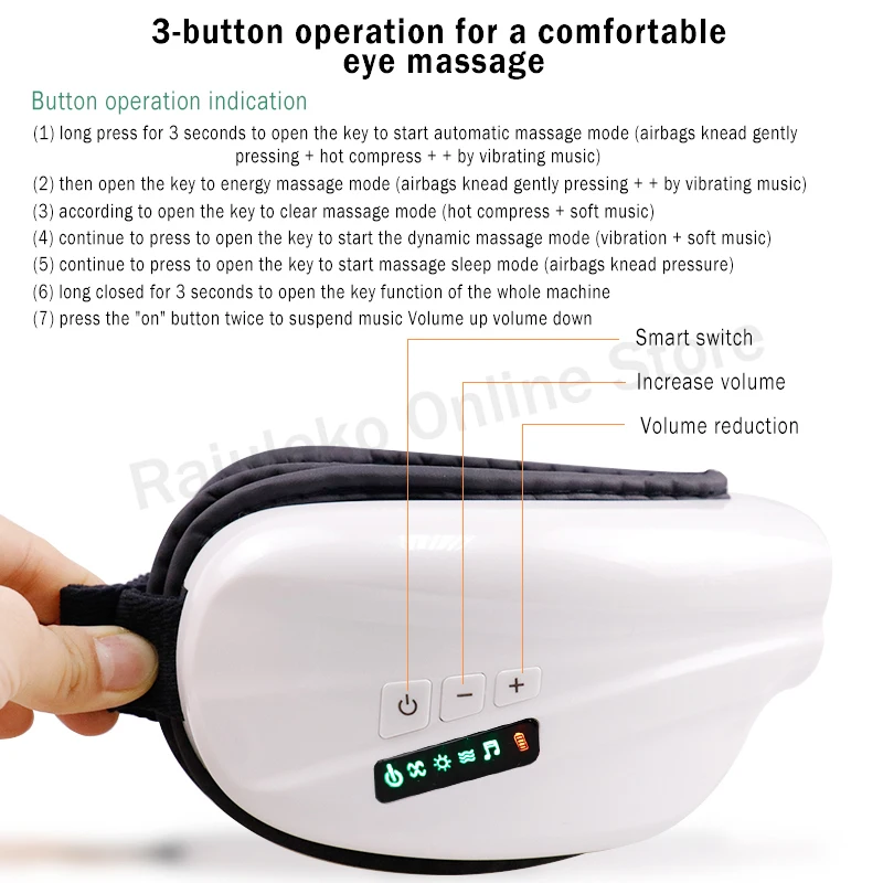 Online Eye Massager Electric Vibration Eye Massage Music Compressive Air Eye Pressure Heating Massage Glasses Eyes Care Reduce Myopia