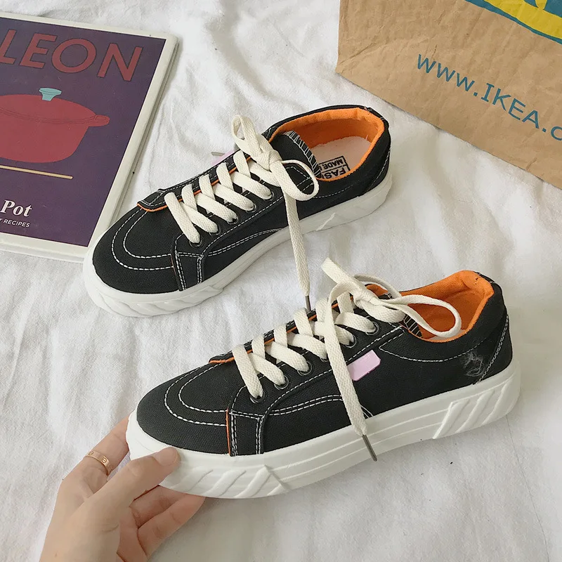 

2019 new women's vulcanized shoes white sneakers fashion women casual canvas shoes comfortable breathable flats shoes woman n121