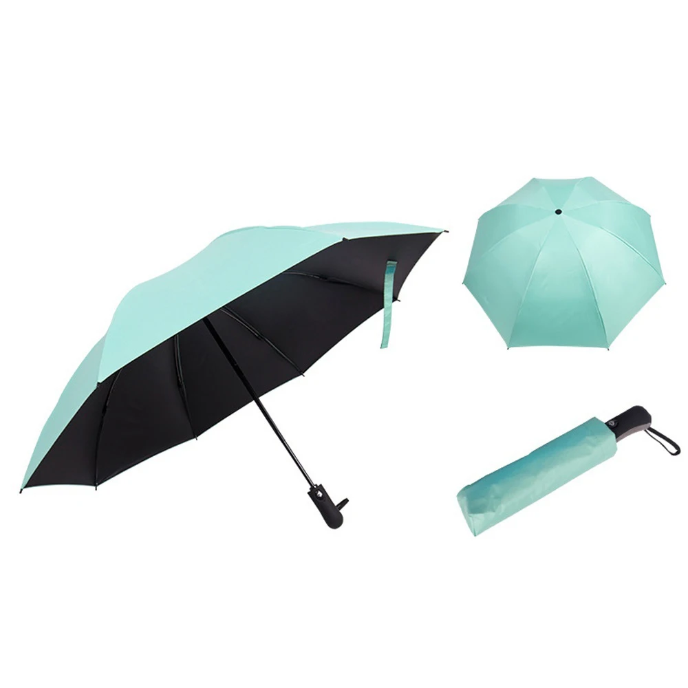 Ветрозащитный складной автоматический зонт от дождя, автоматический Ветрозащитный Солнечный и дождевик, 3 складных зонта, дождевик с черным покрытием - Цвет: as show