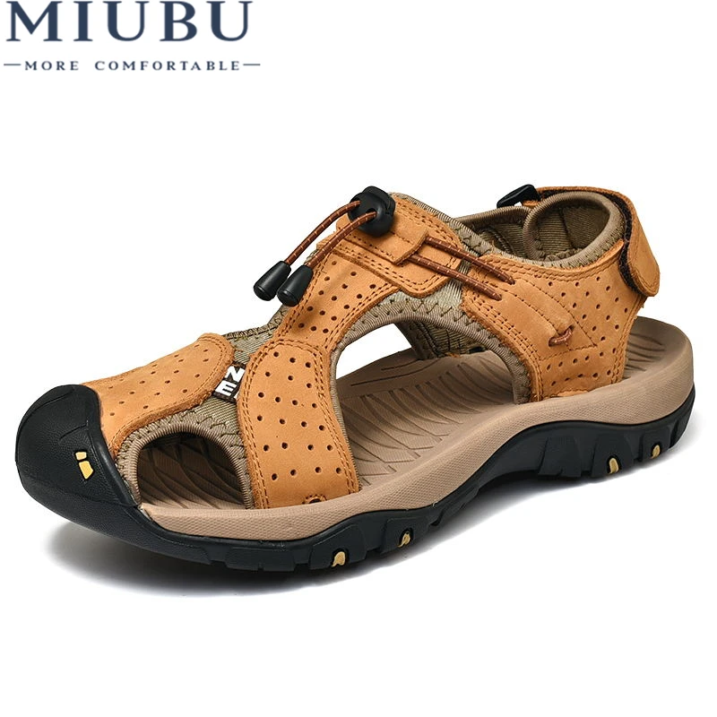 MIUBU/Лидер продаж Модная летняя пляжная Мужская обувь для отдыха Кожаные сандалии