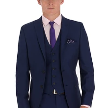 Новое поступление на заказ, облегающие темно-синие с 2 пуговицами, с заостренным отворотом, мужские деловые костюмы