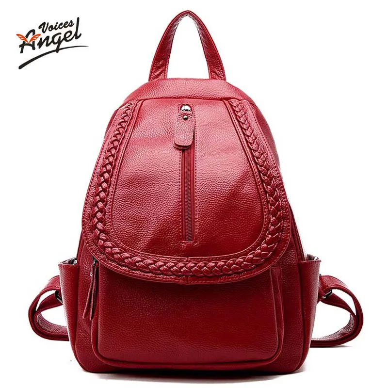 2017 Brand Women Backpacks Leisure Travel Package Black Soft Cow Leather Bag Schoolbags For Girls Female