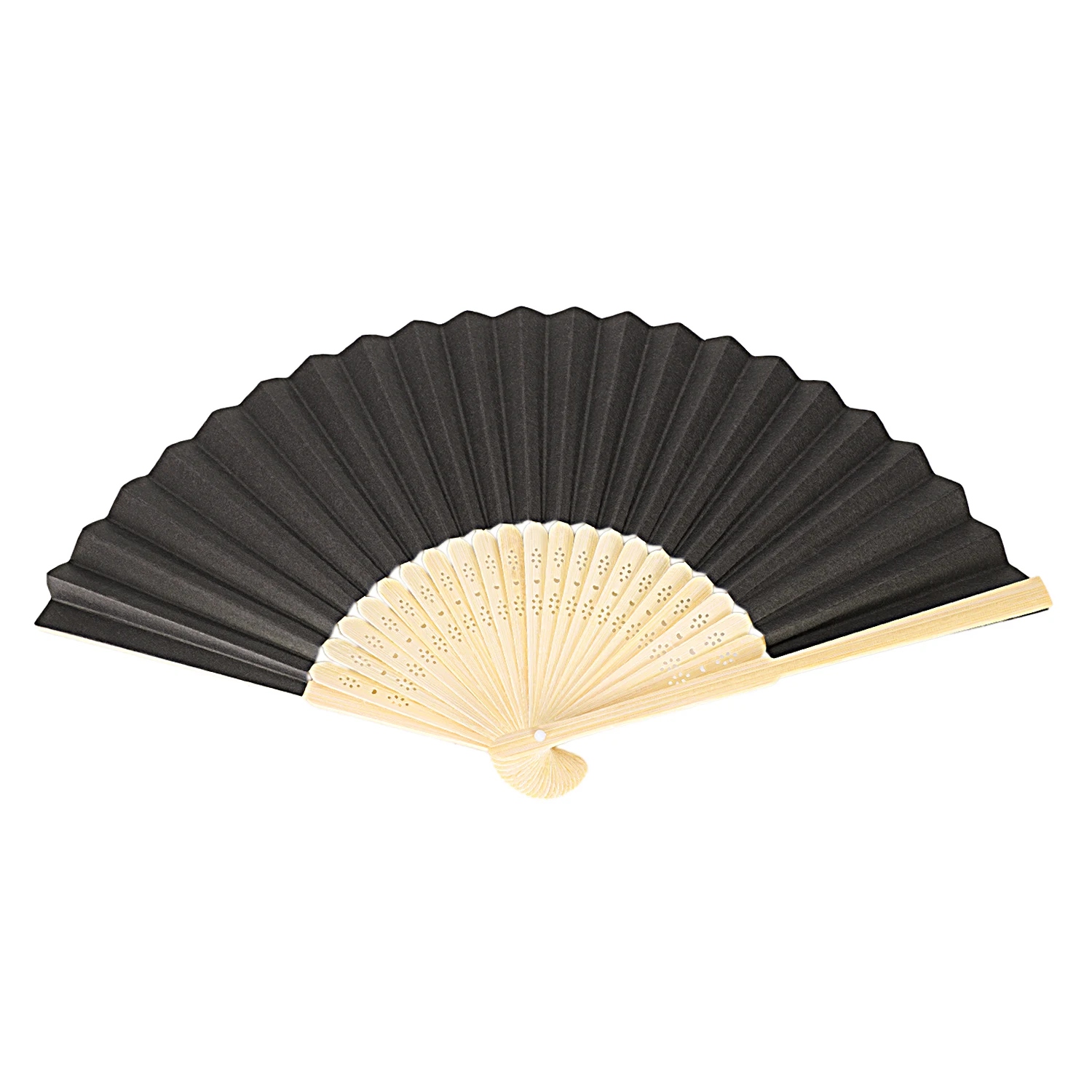 LOT OF 10 PAPER HAND FANS Folding Fan Wedding Gift Party Favor Bamboo Ten Pcs blackin