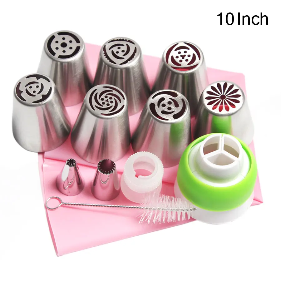 13PCS Russian Tulip Icing Piping Nozzles Stainless Steel Rose Cream Biscuits Sugarcraft Pastry Baking Tool DIY 10/12/14/16 INCH - Цвет: 10 Inch