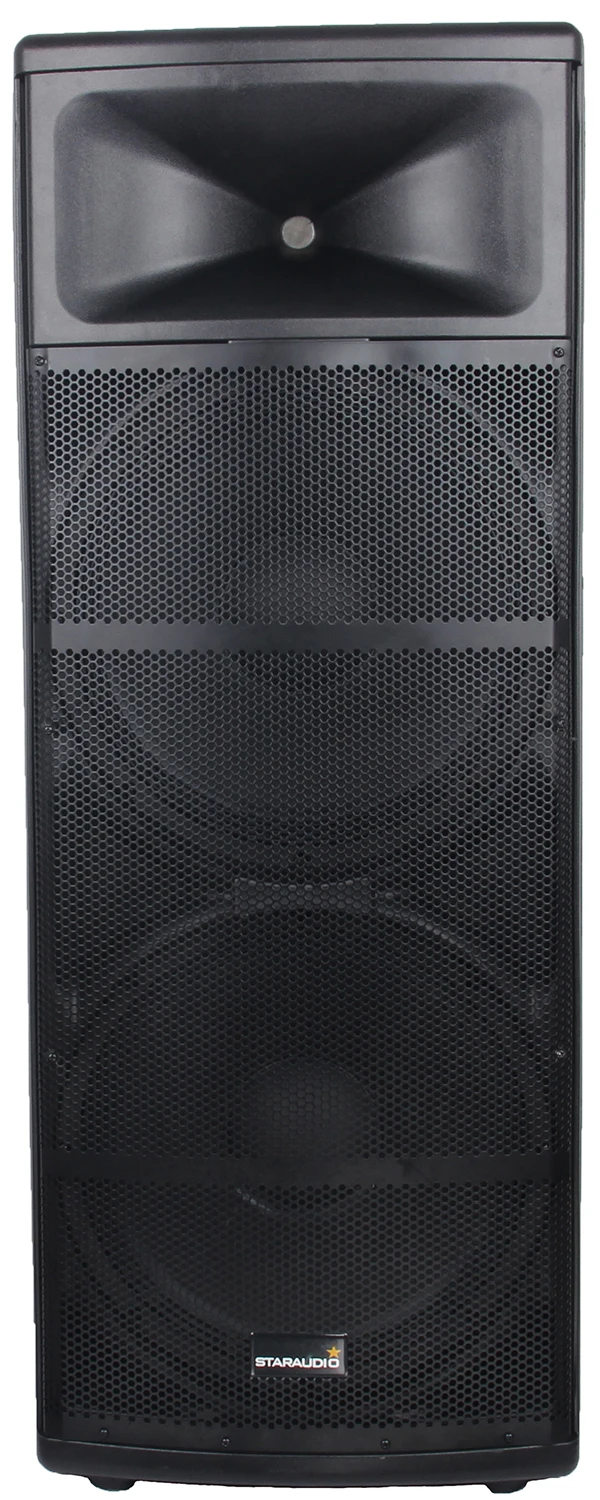 staraudio dual pro 5000W dual 15 powered pa stage speaker usb sd bluetooth led light 2ch vhf wireless microphones system
