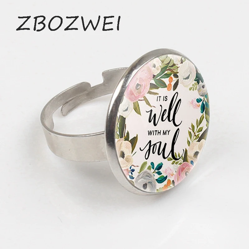 Библейский стих ZBOZWEI кольцо с надписью MY Soul цитата верующие для женщин и