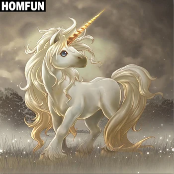 

HOMFUN Full Square/Round Drill 5D DIY Diamond Painting "Animal unicorn" Embroidery Cross Stitch 5D Home Decor Gift A06119