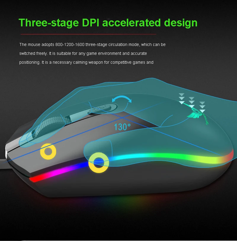 USB оптическая мышь 1600 точек/дюйм игровая мышь RGB оптическая геймерская мышь для ПК настольный ноутбук планшет компьютерная мышь Прямая поставка