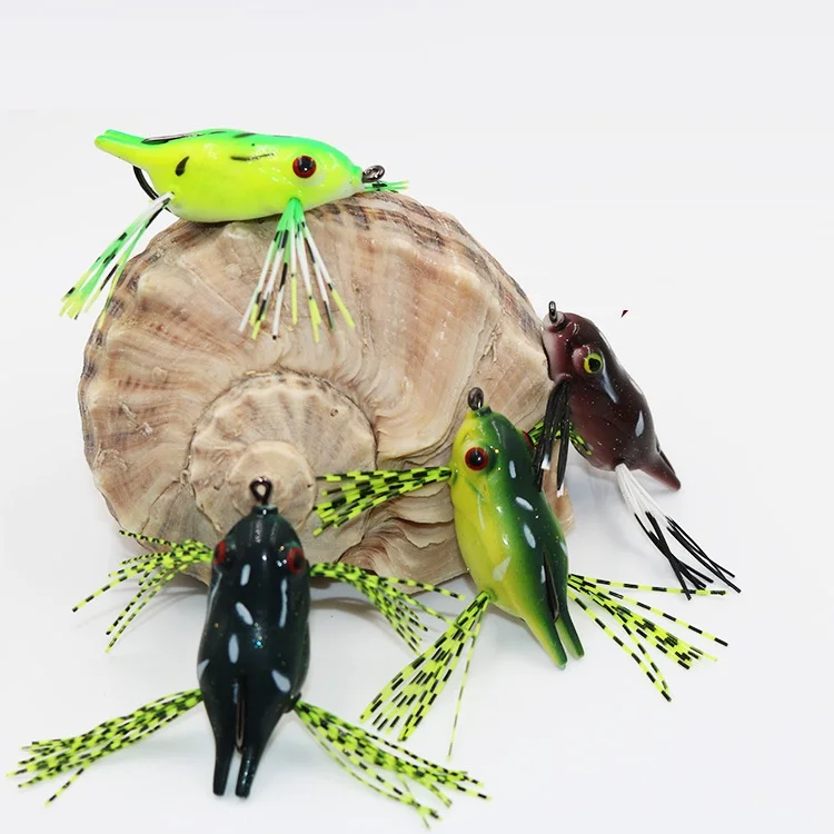 7g Fishing Lures Treble Hooks Topwater Ray Frog Minnow Bait Crankbait Wobblers 3D Eyes Fishing Tackle