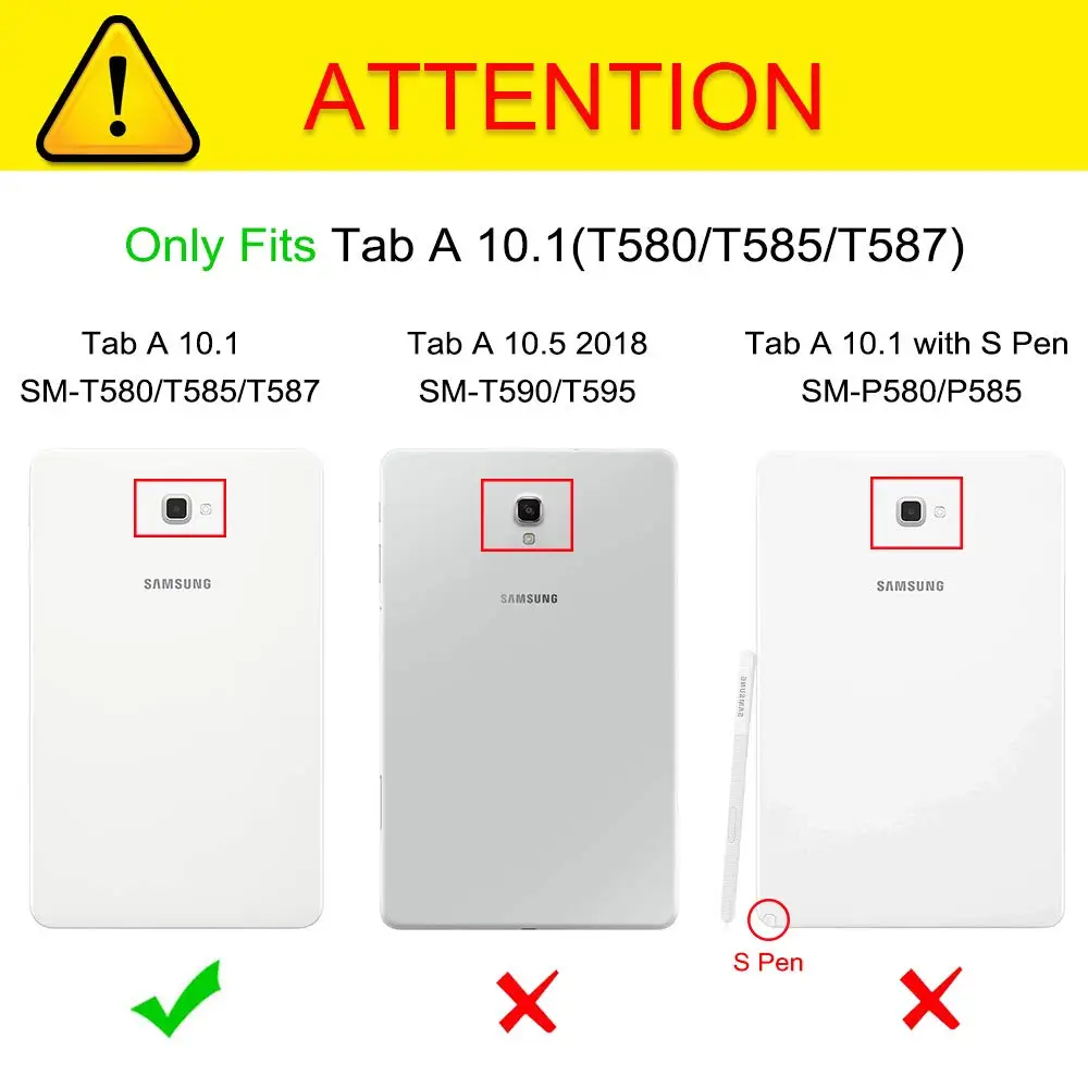 polegadas, sm-t580, t585, t587, capa de couro