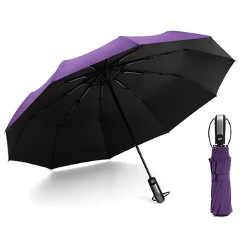 

Windproof Umbrella with Coating Auto Open Close Lightweight Sun Rain Umbrella with 10 Ribs E2S