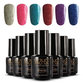 

MIZHSE Nail Art Gel 8ML Neon Bling Glitter Semi Permanent Gel Polish Soak Off Gel Nail Polish Varnish Lacquer Gellac GelPolish