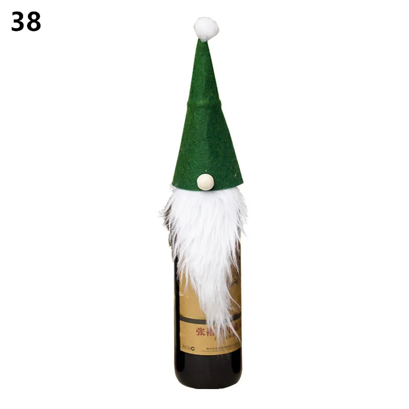 Noel новейшая Рождественская Крышка для бутылки вина Санта Клаус рождественские украшения для дома натальный Ужин Декор подарок на год - Цвет: 38-green