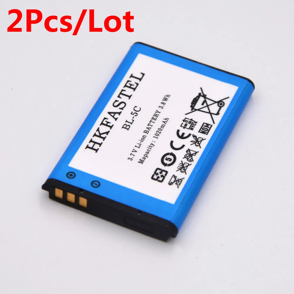 2 шт./лот HKFASTEL BL 5C мобильного телефона Батарея для Nokia 1600 1650 1680c 1680 классический 1800