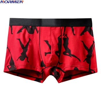 

NORMEN (3 Pcs/Lot) Men's Fashion Printed Boxers 95% Cotton Breathable Sexy Underwear Comfortable Trunks Gay Underwear