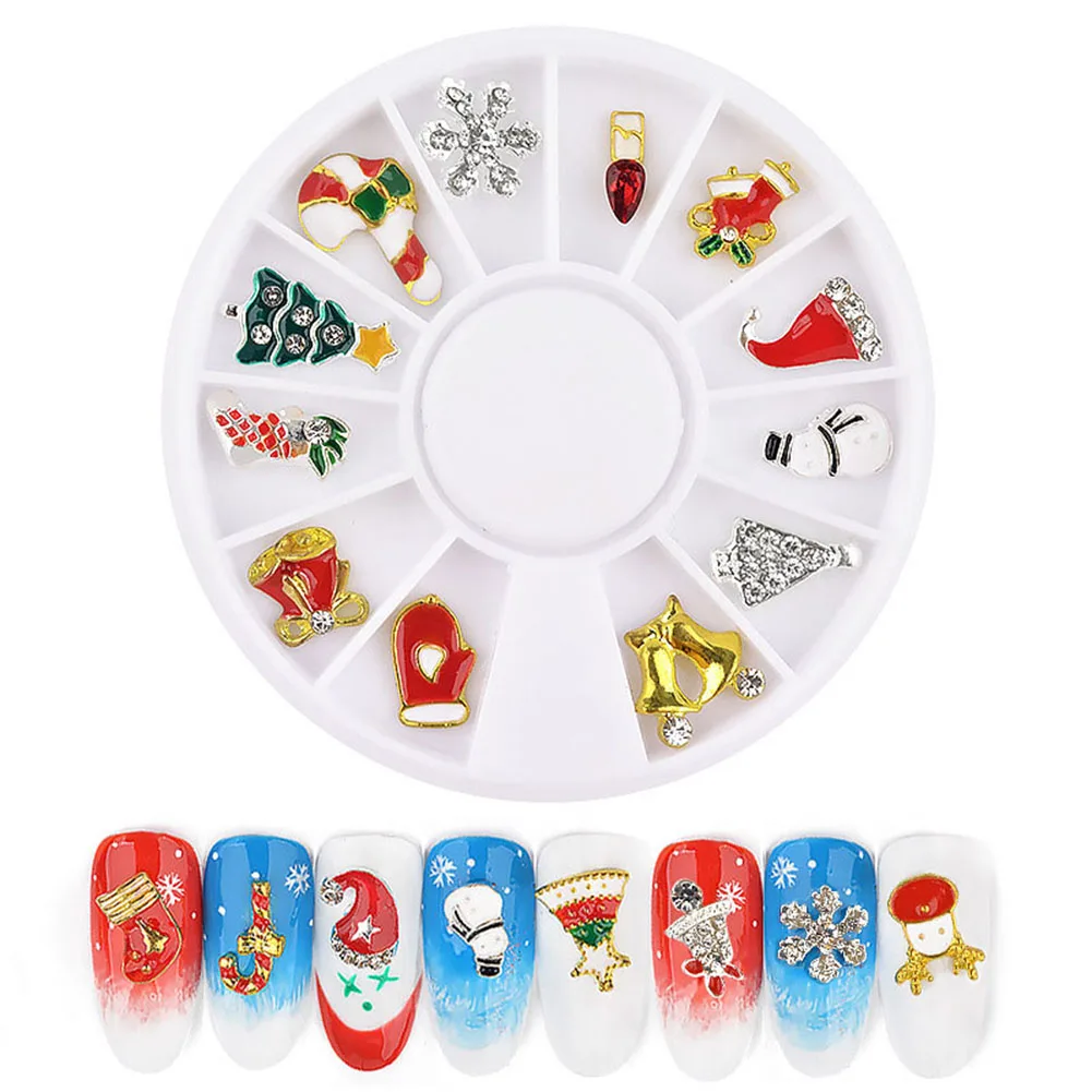 Hot sale Merry Christmas Nail Art Alloy Metal Charms Jewelry 3D DIY Decoration Mix Shape - Цвет: as picture