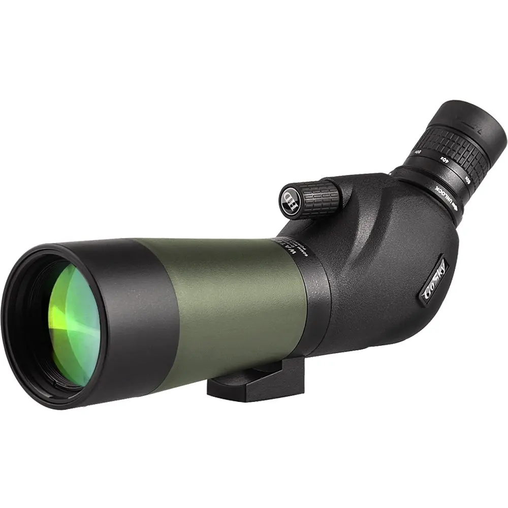 

20-60x60 HD Spotting Scope with Tripod, Carrying Bag and Scope Phone Adapter - BAK4 45 Degree Angled Eyepiece Telescope
