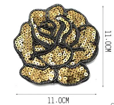 AHYONNIEX 5 шт./лот расшитые блестками бусины бренд роза ткань патчи гладить на аппликация на сумку наклейки на одежду - Цвет: Golden Color 5pcs