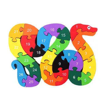 

Alphabet Puzzle 3D Wood Child Educational Games Animals Snake Toy Gift