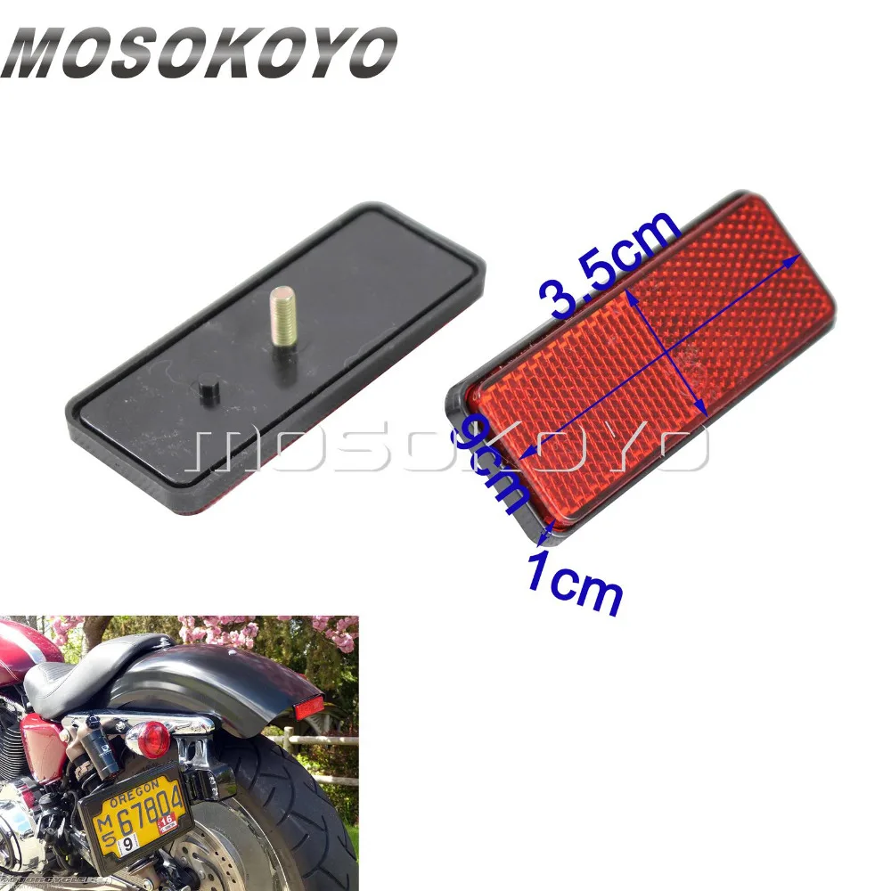 

Motorcycle Rectangle 9*3.5cm 2pcs Warning Reflector Bolt On Reflective Plate for Harley Chopper Cafe Racer Custom Red