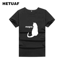 Женская футболка с рисунком кошки HETUAF Nope 2018 милый топ в Корейском
