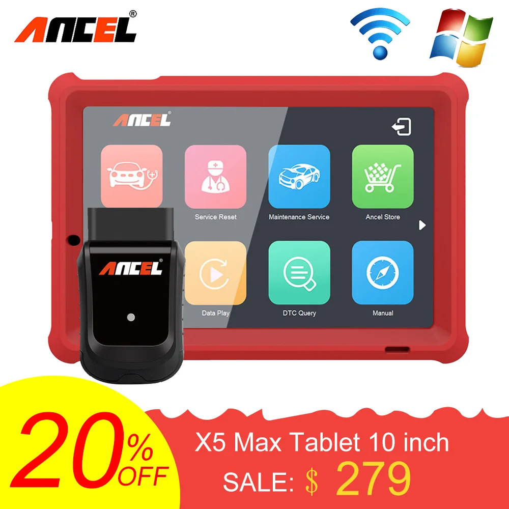 

Ancel X5 Max WIFI OBD2 Auto Diagnostic Easydiag Engine ABS Airbag DPF EPB 10 inch Tablet Automotive Scanner Car Diagnostic Tool