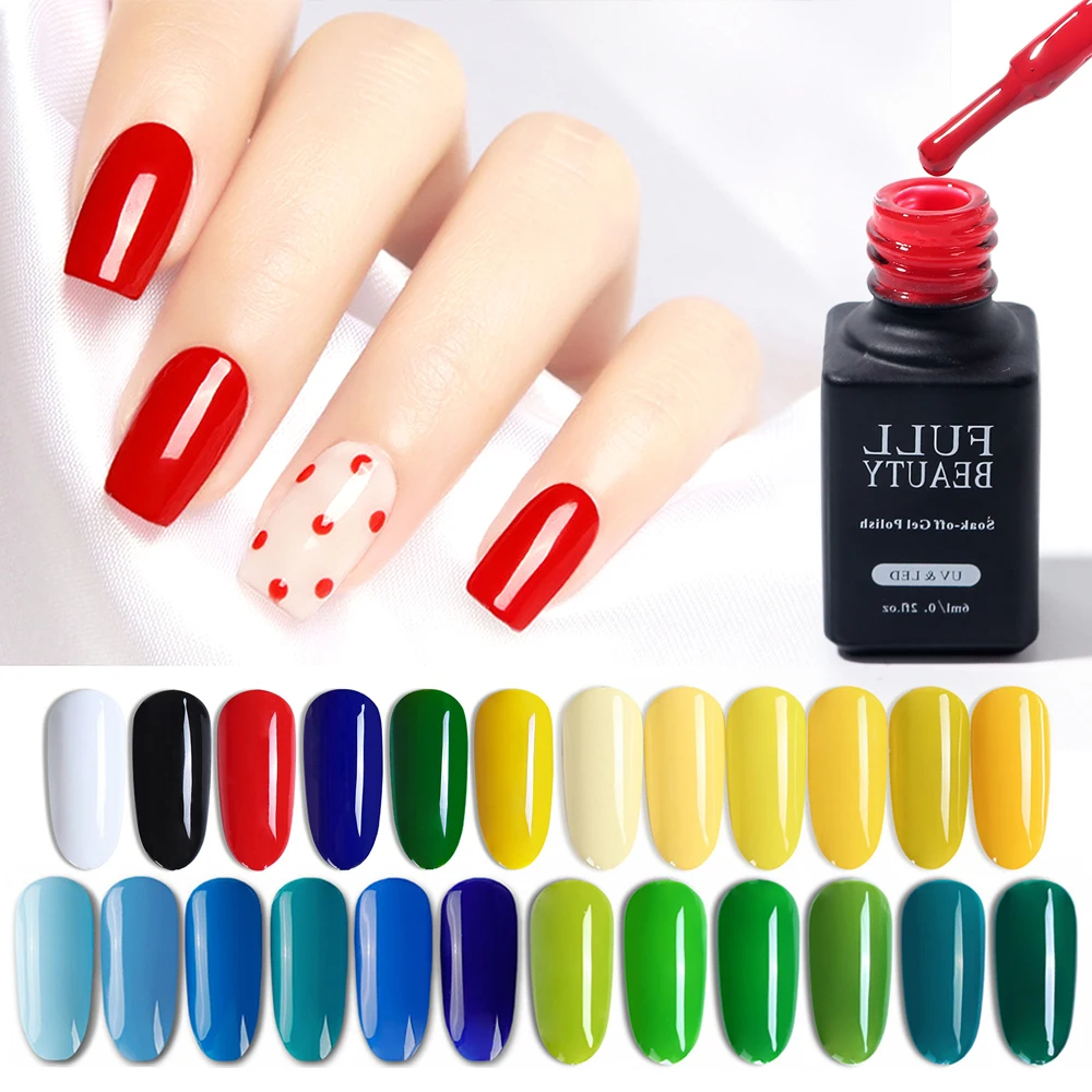

6ml Classical UV Gel Nail Polish Pure Color Varnish Soak Off Lacquer Top Base Coat Manicure Decorations Nail Art Tools BEJD01-06