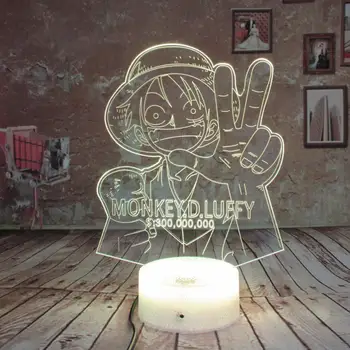 

3D LED Luffy Night Light 7 Colors Changing Creative One Piece Desk Lamp Bedroom Atmosphere Anime Decor Light Fixtures Kids Gifts