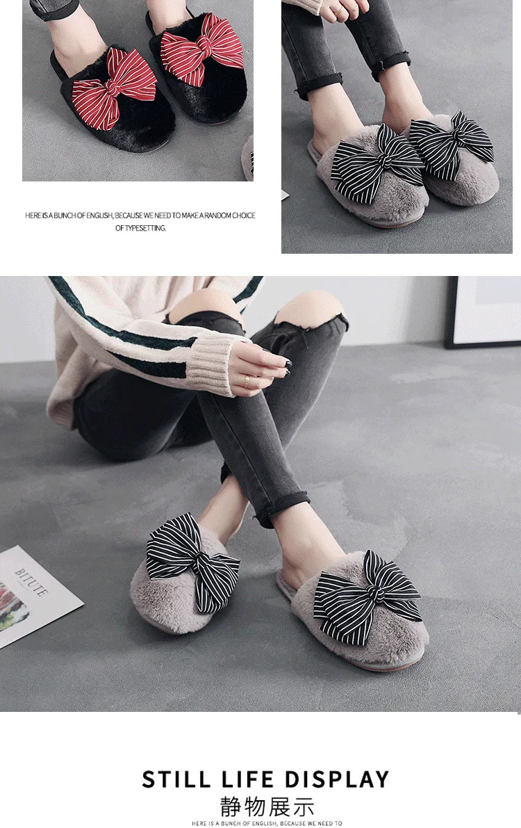 girl slippers for children teenage winter bow princess kids indoor slippers home shoes