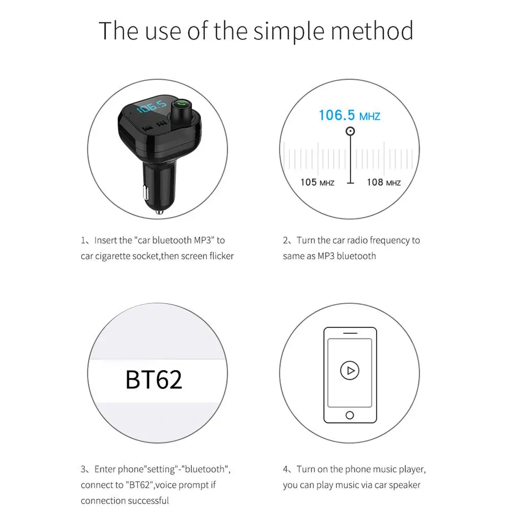 Передатчик Bluetooth Car Kit MP3 плеер светодио дный Dual USB 3.6A автомобиля Напряжение Дисплей Micro SD TF Музыка играет BT12