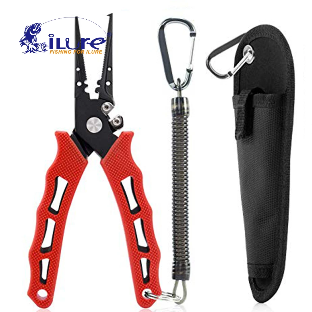 

iLure Stainless Steel Fishing Pliers Tungsten Carbide Braid Cutters Crimper Hook Remover Saltwater Resistant Fishing Tackle