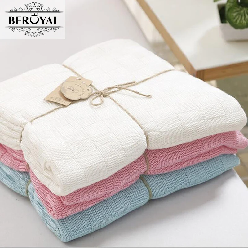 Beroyal Bamboo Cotton knitted Organic Blankets Throws Sofa bed Fall