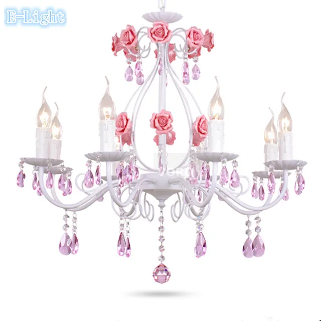 Country Rose Crystal Chandelier Lamp Pink White Blue Yellow Flower Country Rose Crystal Chandelier Lamp Pink White Blue Yellow Flower Rustic Iron Pendant