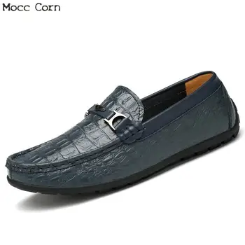 

Plus Size 38~47 Men Genuine Leather Loafers Crocodile Shoes Breathable Mens Driving Shoes Spring Slip On Flats Moccasins Homme