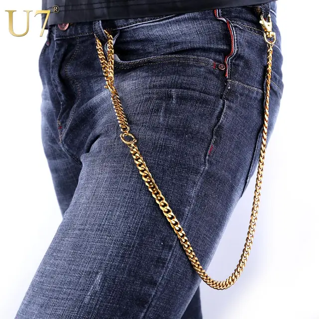 U7 Brand Rocker Stainless Steel Gold Color Waist Biker Chain Belt Jeans Key Wallet Accessories ... U7 Brand Rocker Stainless Steel Gold Color Waist Biker Chain Belt Jeans Key Wallet Accessories ...