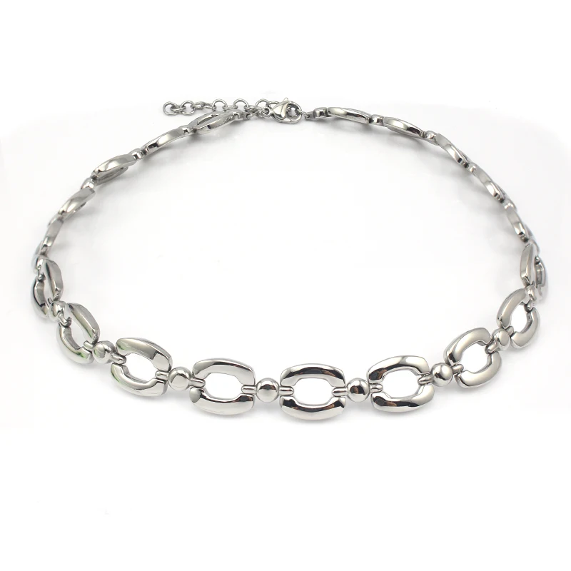 Ожерелье из нержавеющей стали с толстой звеньевой цепочкой, женское серебряное квадратное Очаровательное ожерелье с плоской круглой подвеской, модное ювелирное изделие