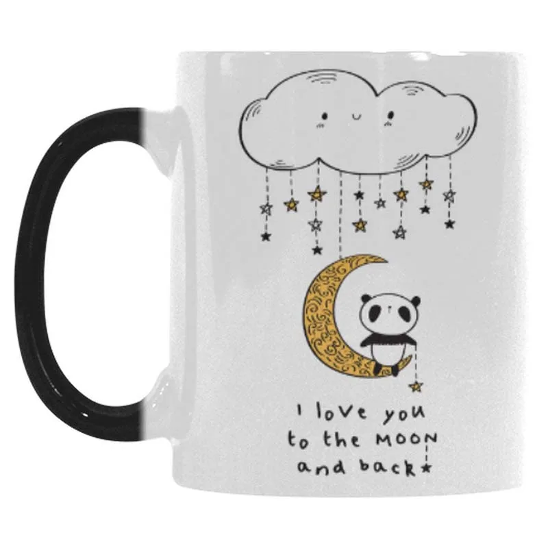 

I Love You to the Moon and Back Cute Panda Mother's Day Heat Sensitive Mug Color Changing Coffee Mug, Novelty Morphing Mug Trave