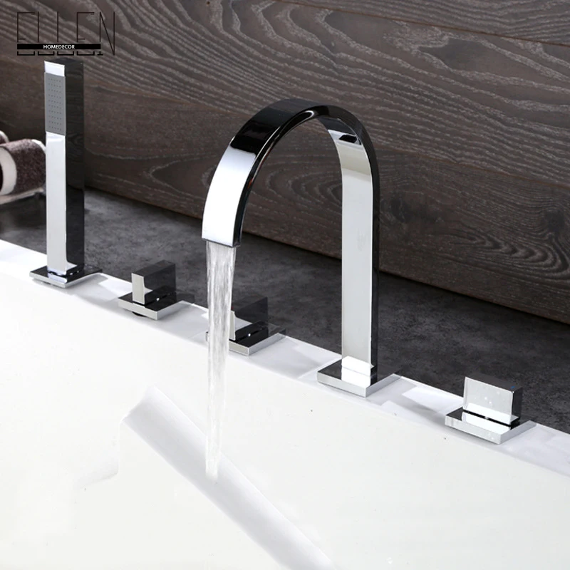 Mixer for bath square shower hotel brass bath tub faucet with hand shower