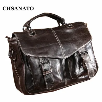 

CHSANATO New Brand Men Messenger Bags 100% Genuine Leather Shoulder Bags Casual Business Designer Men's Crossbody Bags Handbags