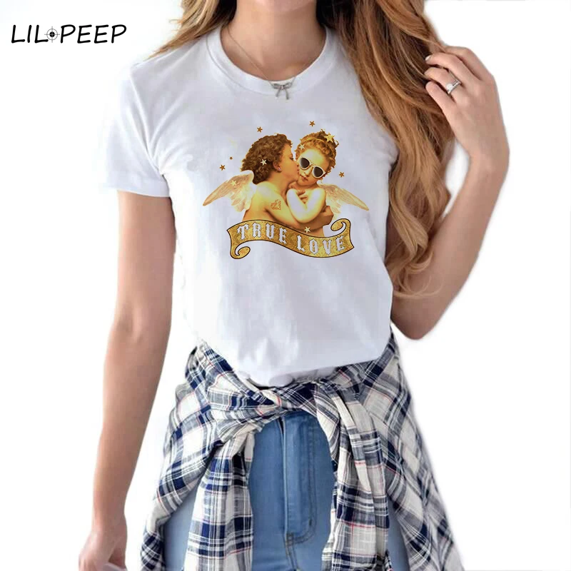 True Love Angels Cherubs женские футболки короткий рукав Харадзюку Мода Ulzzang уличная