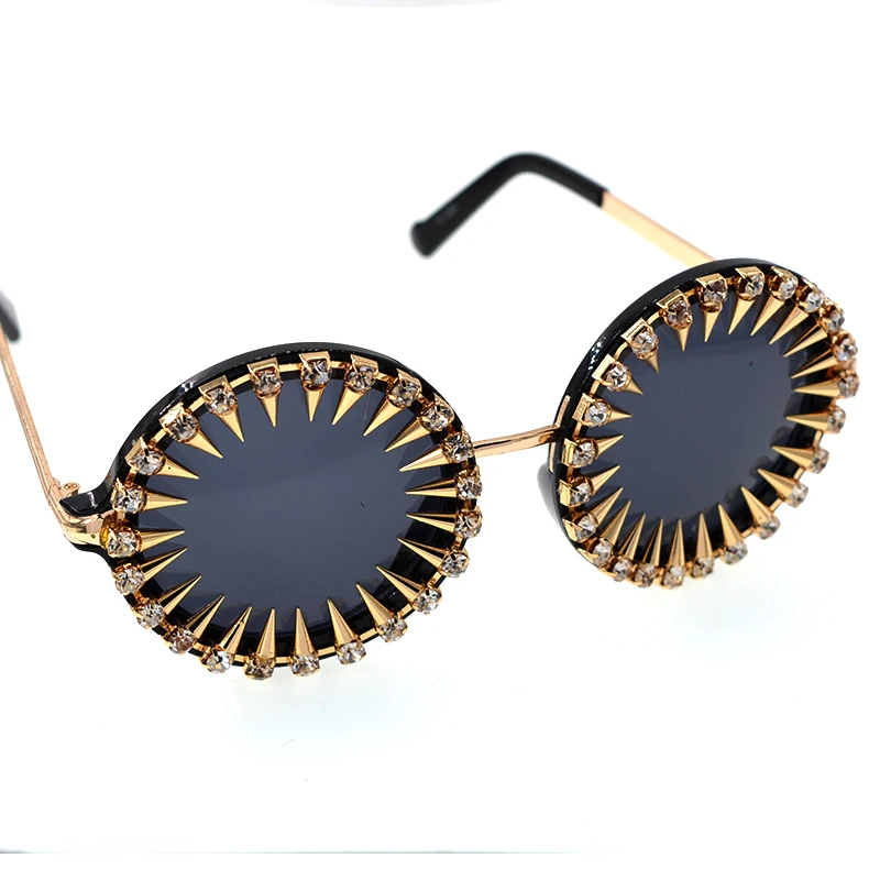 Стразы в стиле барокко, хрустальные солнцезащитные очки es, Женские винтажные Круглые Солнцезащитные очки es для дам, ретро стекло или женские очки oculos de sol feminin