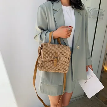 

Summer Straw Beach Bags For Women 2019 New Designer Handbags High Quality Women Ratten Shoulder Bag Bohemia Travel Crossbody Bag
