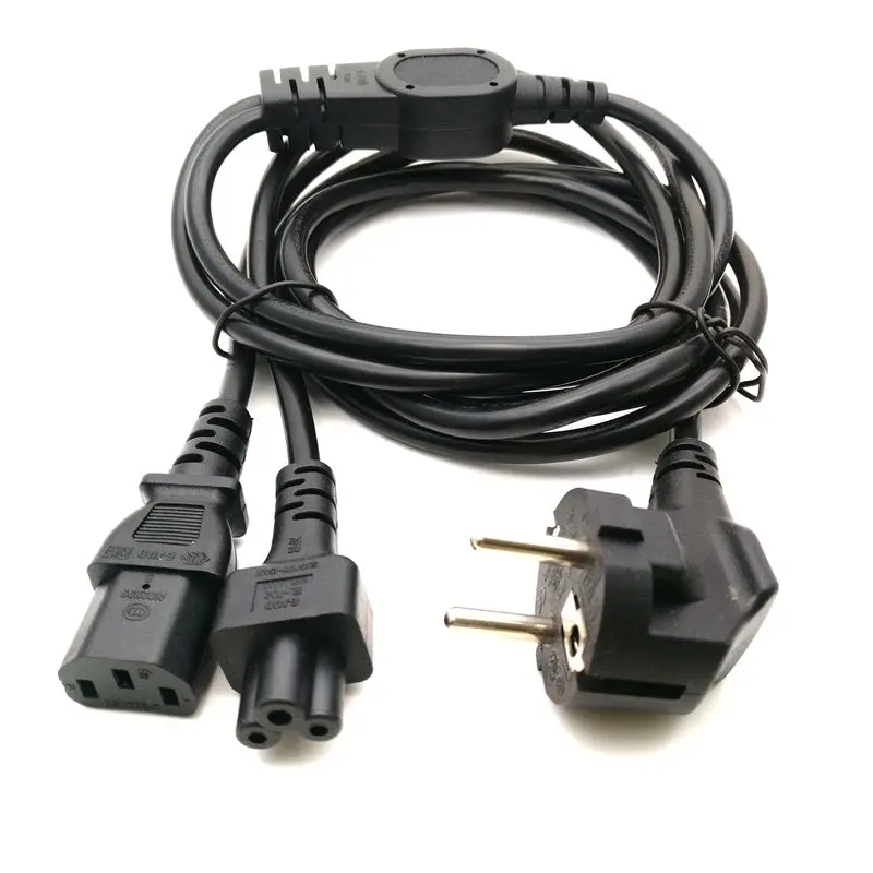 

Power Extended Cable,Schuko CEE7/7 to IEC C13 and C5 Power Cord Euro AC Power Supply Lead to C13 +C5 Output
