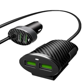 

Car 4 Ports USB Power Supply 5.1A Mobile Phone Tablet Charger Black Buckle Charging Extension Cord