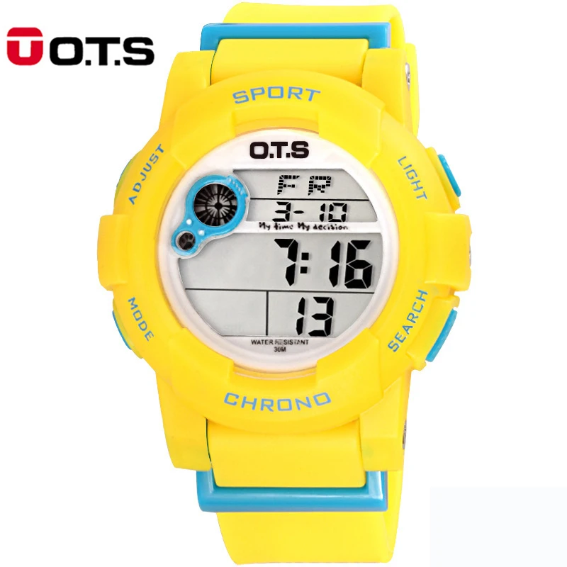 

Environmental OTS Waterproof Children Boys Girls Kids Digital Multifunction LED Quartz Alarm Date Sports Wrist Watch Alipower