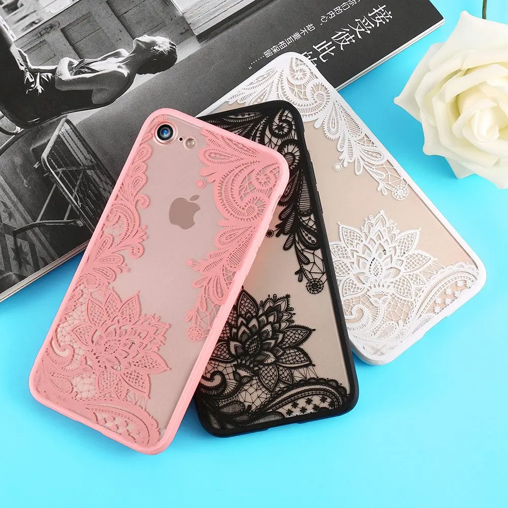 

Phone Case For iPhone 5s 5 SE 6s 6 7 8 Plus Luxury Lace Flower TPU PC Back Cases For iPhone X XS Cover Dream catcher Indian Girl